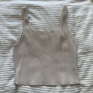 Aritzia Soft Beige Ribbed Tank Top